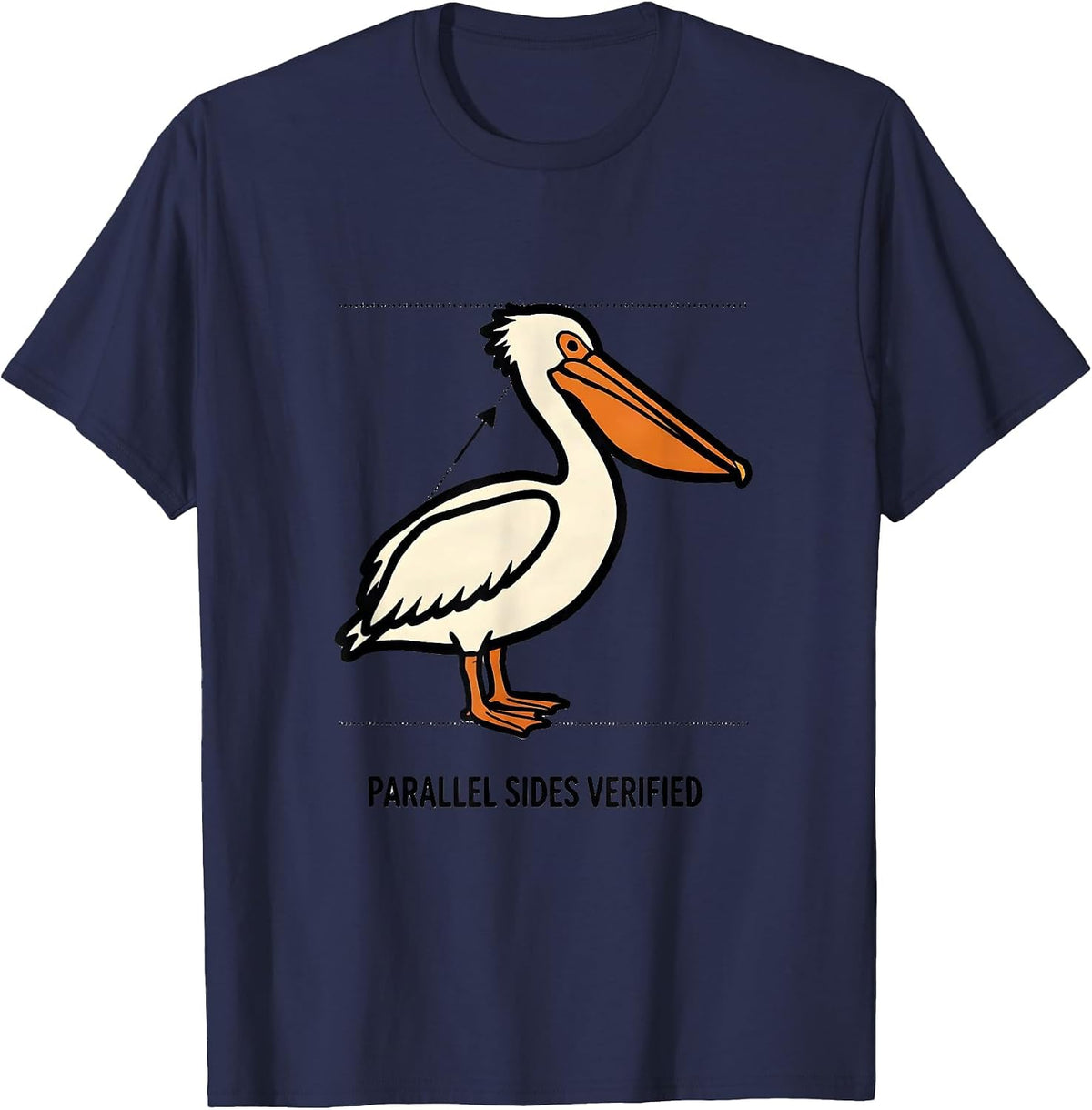 Parallel Sides Verified Cartoon Bird Pun Funny Math Teacher T-Shirt - Navy Blue