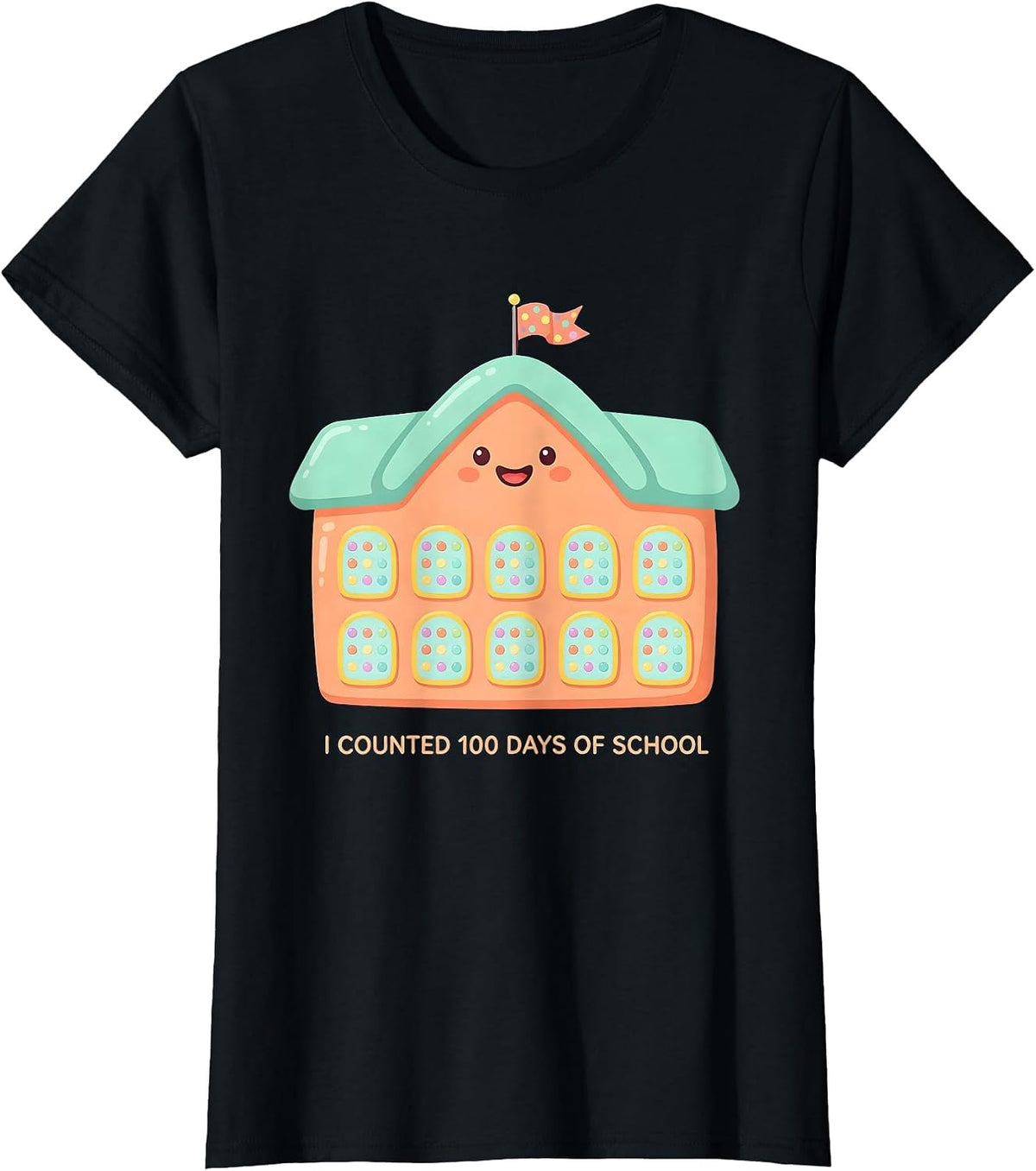 I Counted 100 Days Of School Cute Kawaii Teacher Kids T-Shirt - Black