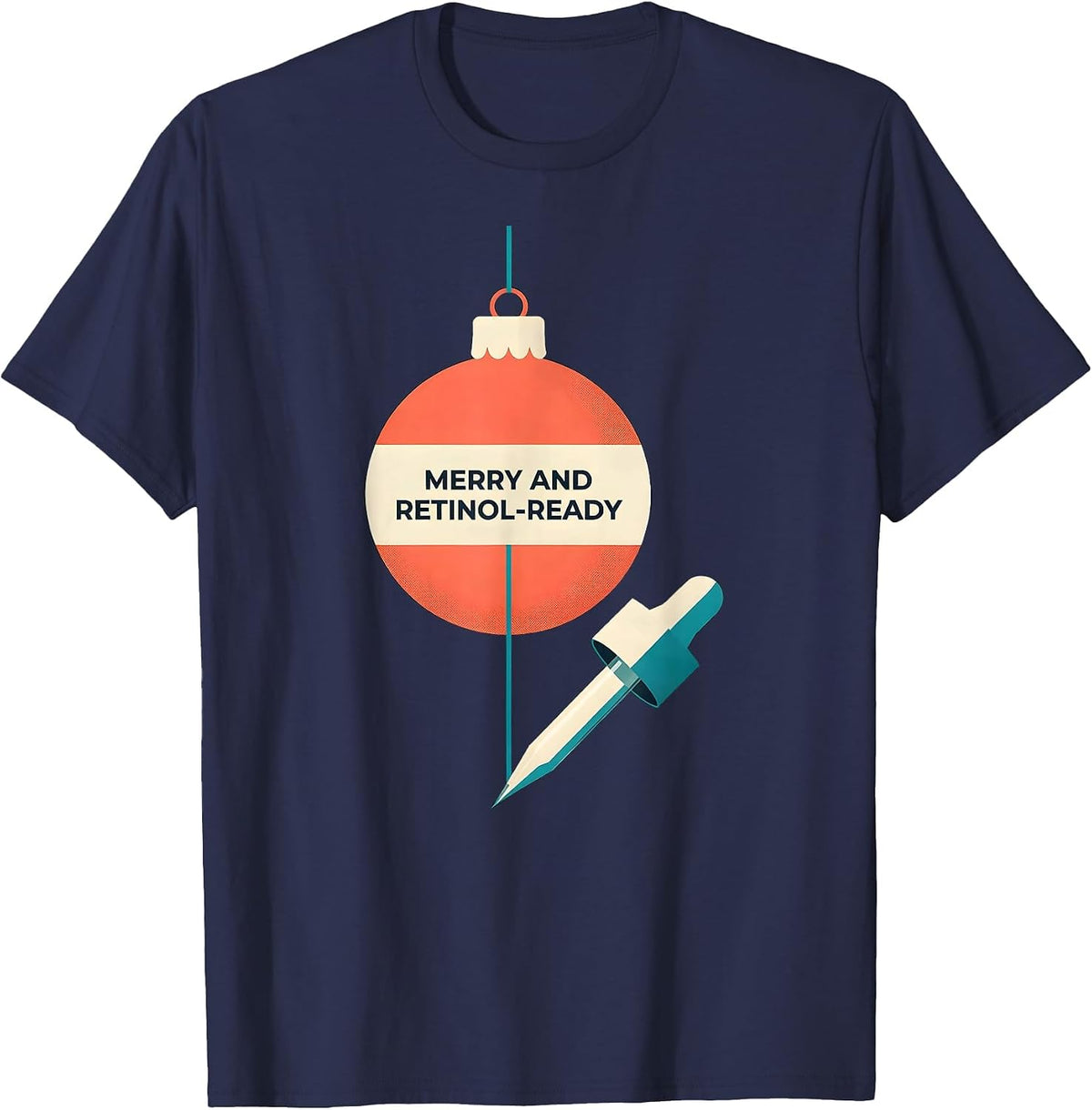 Men's Merry And Retinol-Ready Midcentury Modern Esthetician T-Shirt - Navy Blue
