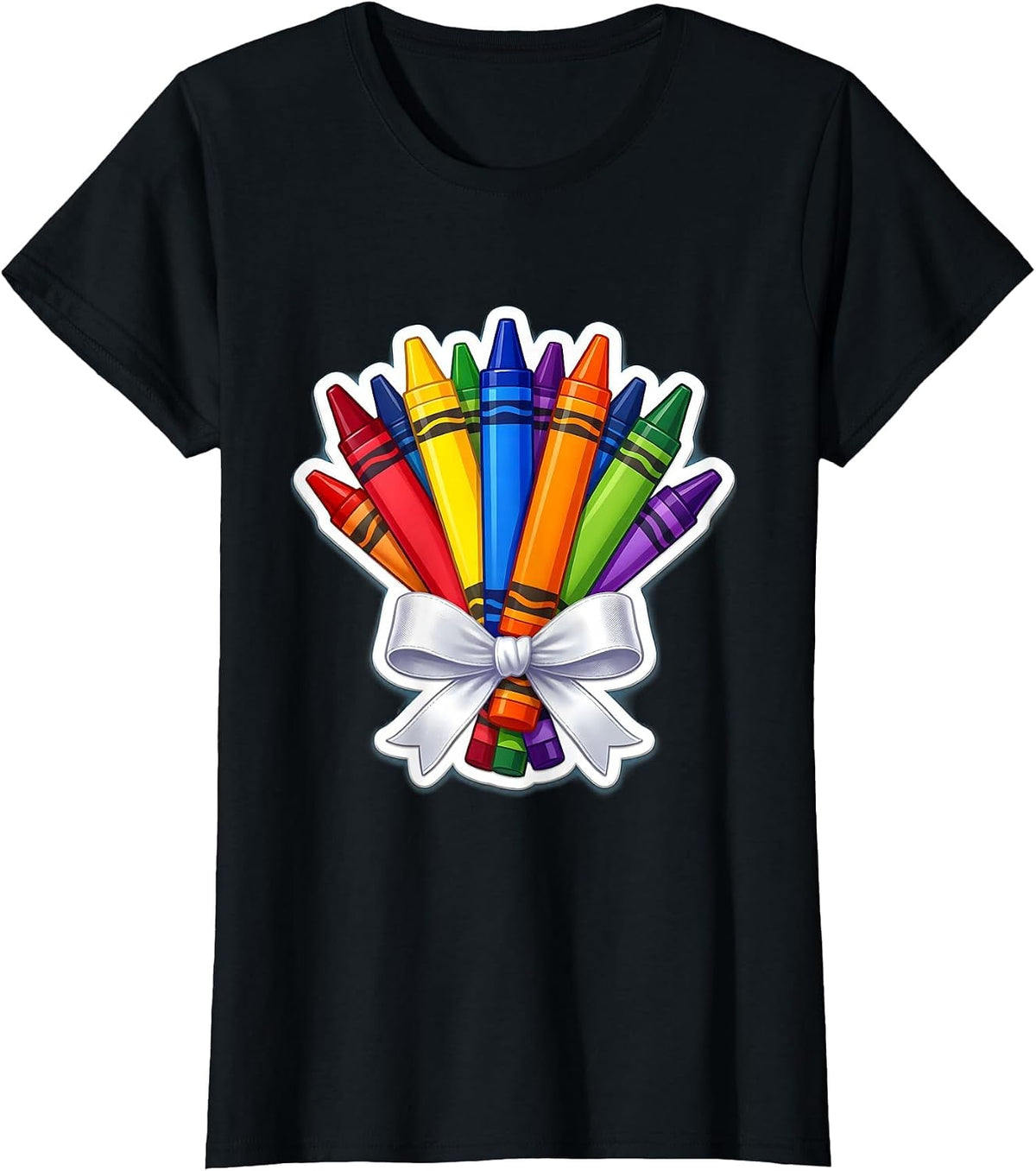 Third Grade Teacher Crayon Bouquet Illustration T-Shirt - Black