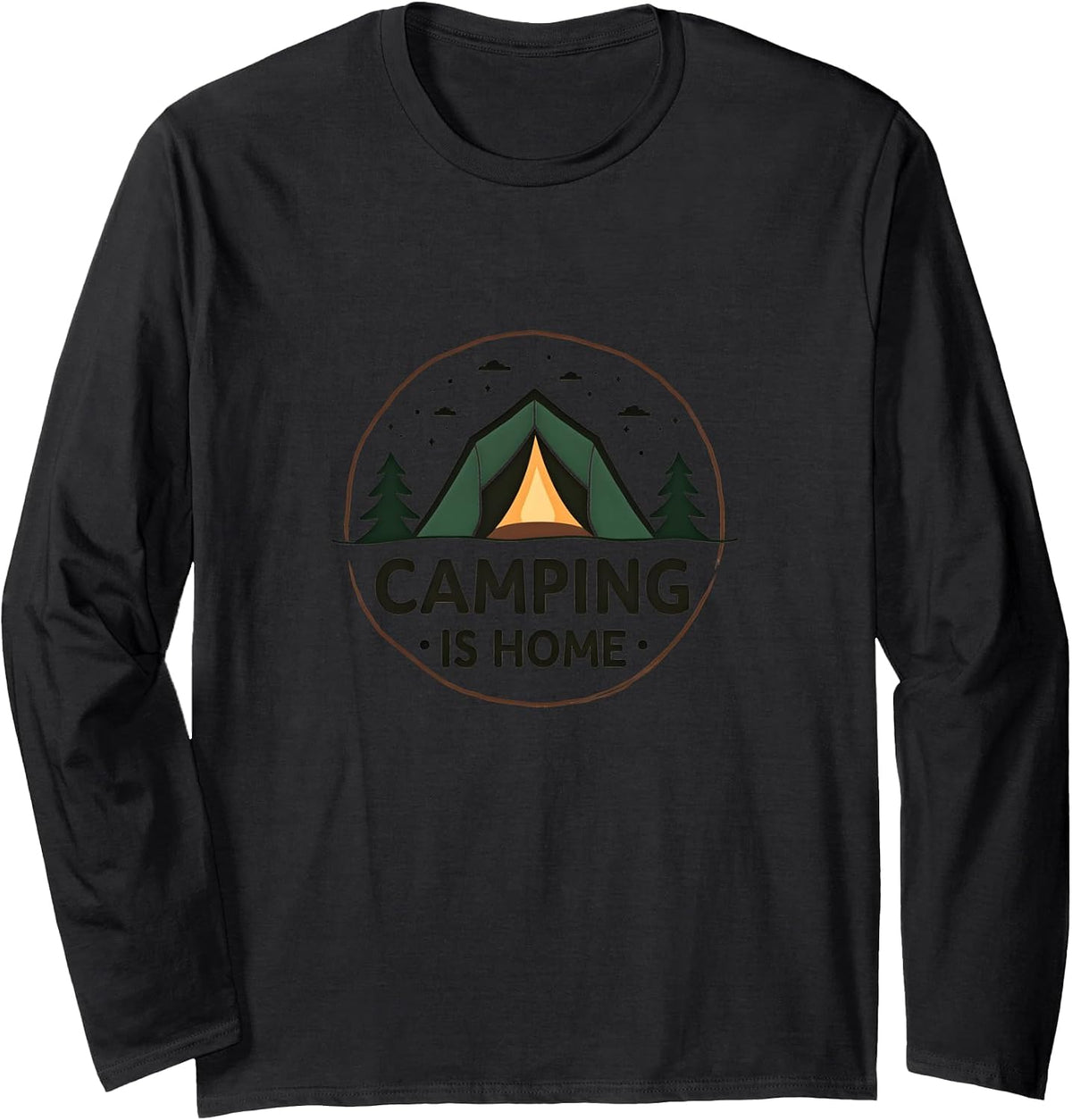 Camping Is Home RV Essentials Outdoor Adventure Nature Lover Long Sleeve T-Shirt - Adult Unisex Black