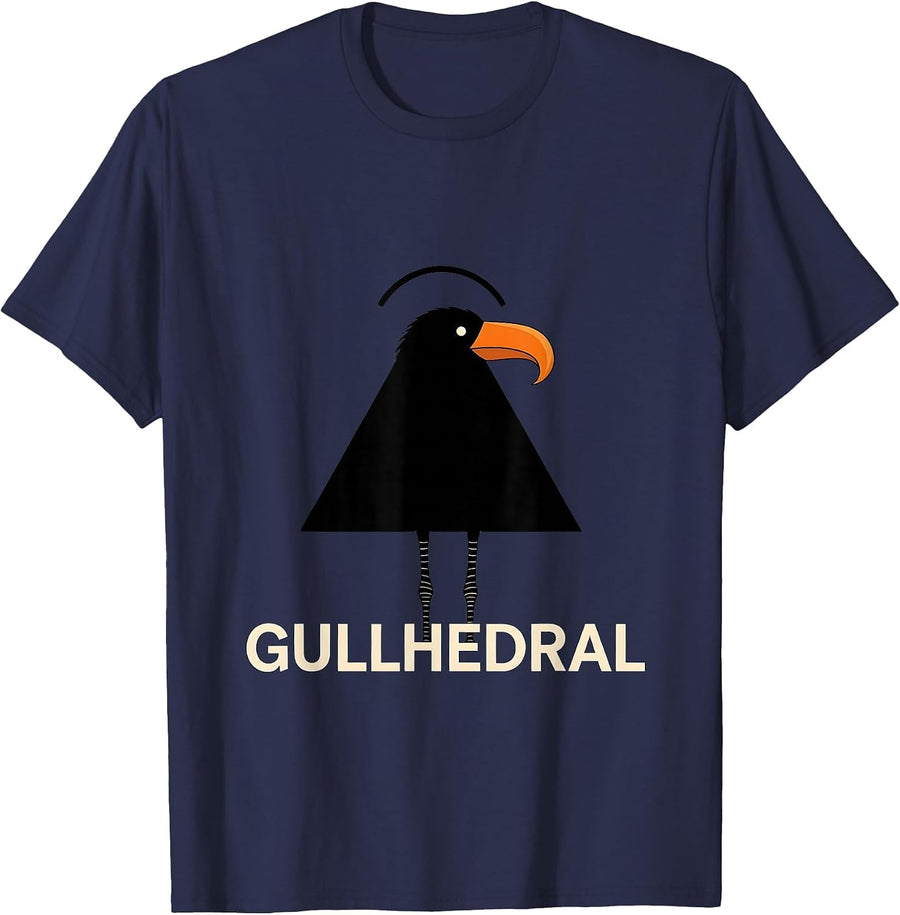 Gullhedral Minimalist Bird Pun Funny Math Teacher Humor T-Shirt - Navy Blue