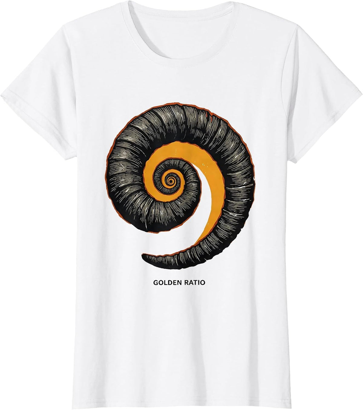 Golden Ratio Linocut Math Enthusiast Sacred Geometry Spiral T-Shirt - White