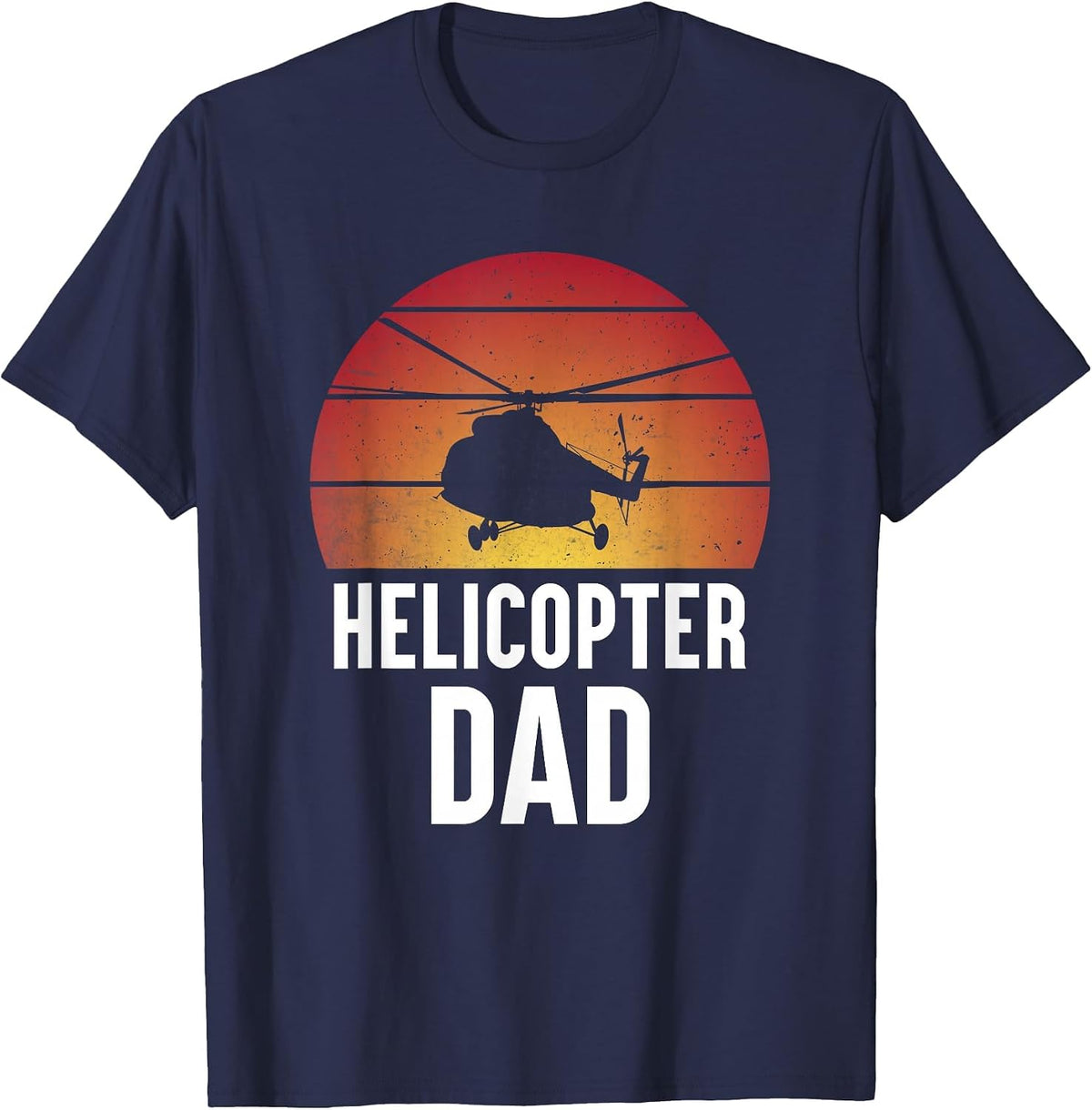 Helicopter Dad Men Boys Husband Aircraft Helicopter Pilot T-Shirt - Navy Blue