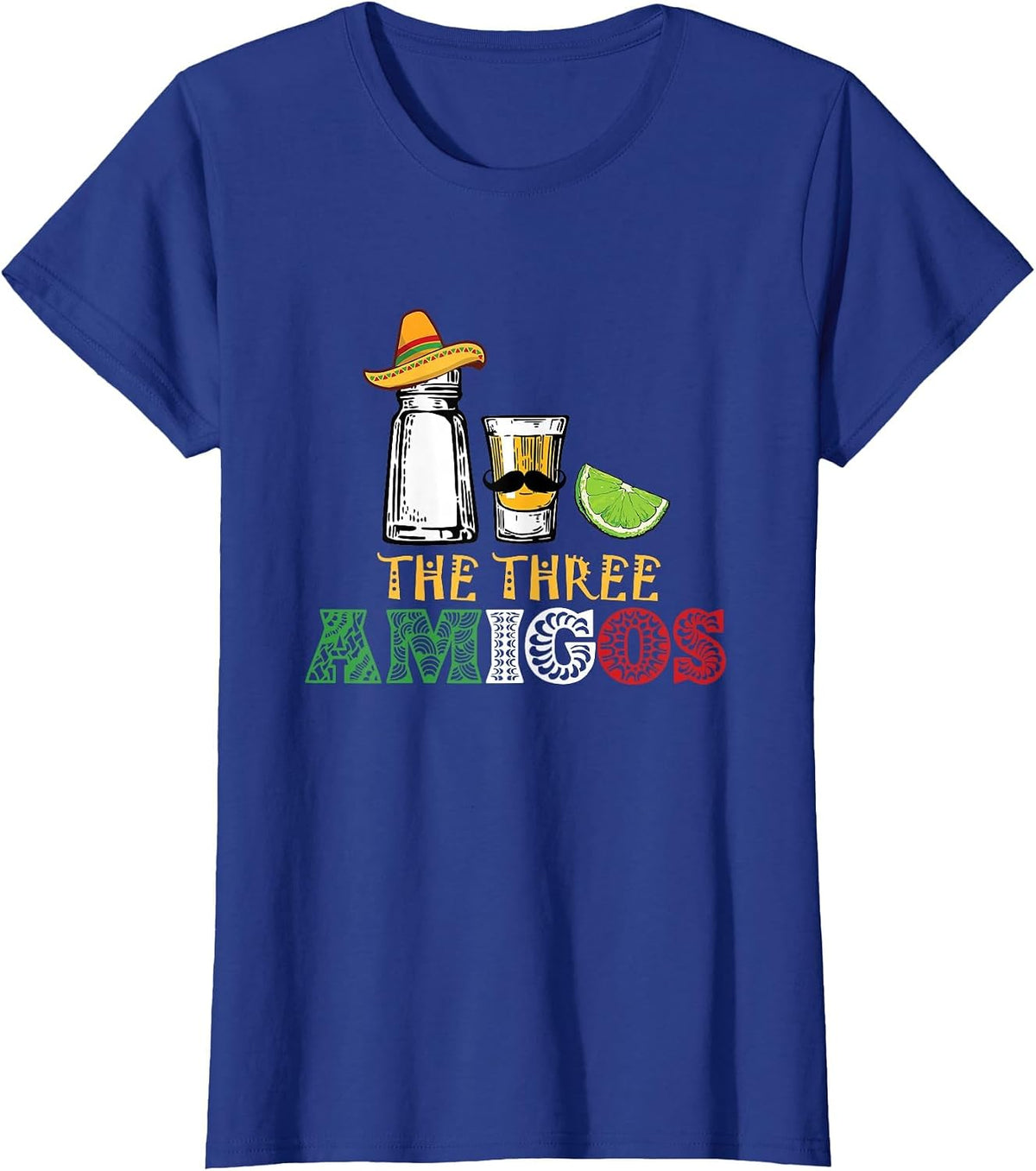 The 3 Three Amigos T-Shirt - Salt, Tequila & Lime T-Shirt - Royal Blue