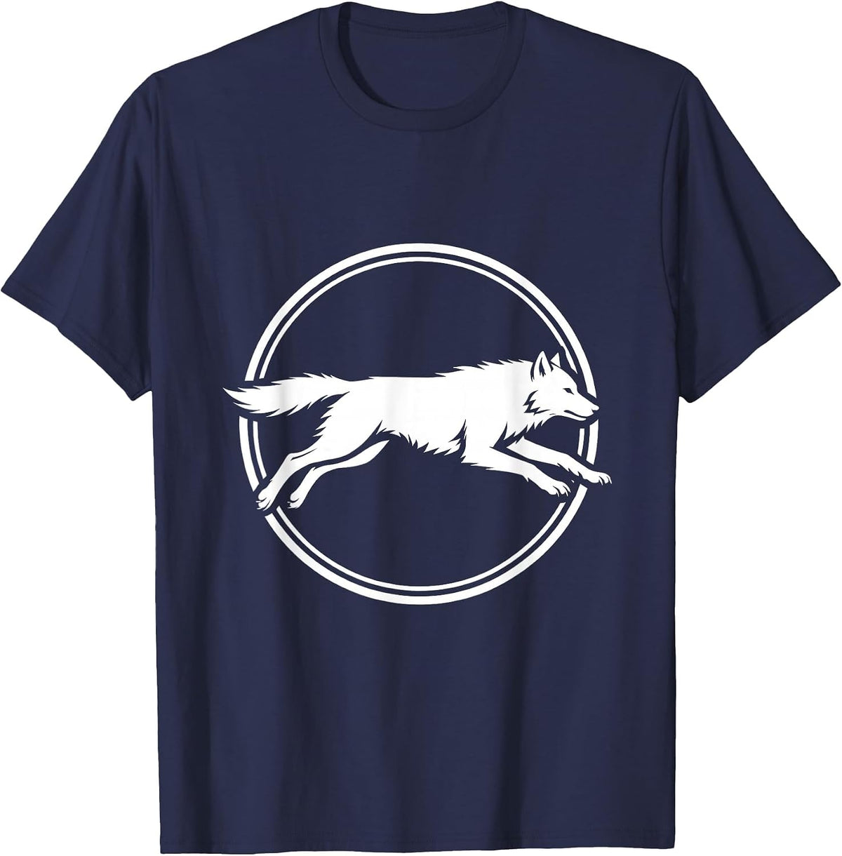 Men's Wolf Sprinting on Track Sports Graphic T-Shirt - Navy Blue