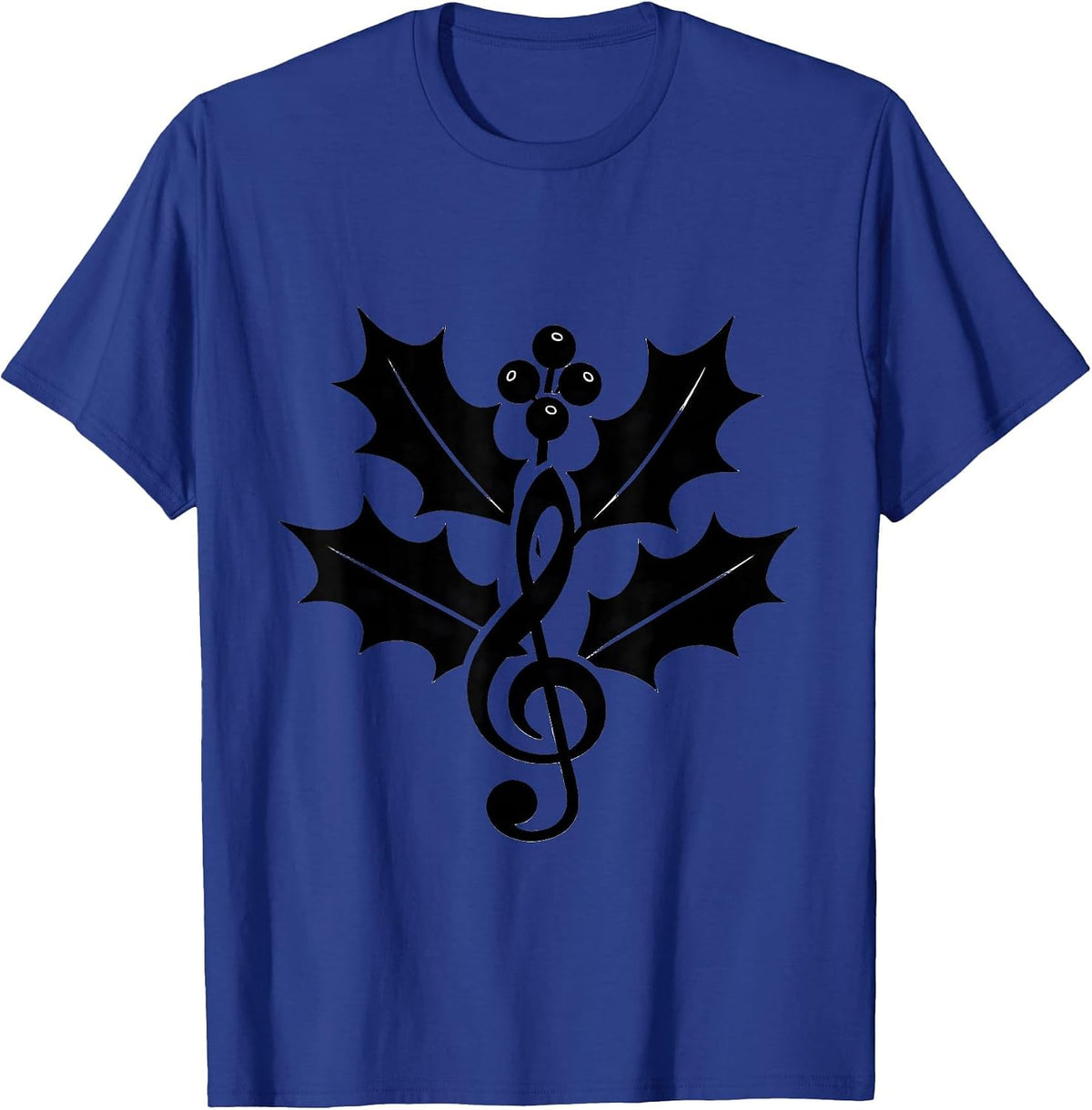 Holly Treble Clef Music Teacher Christmas T-Shirt - Royal Blue
