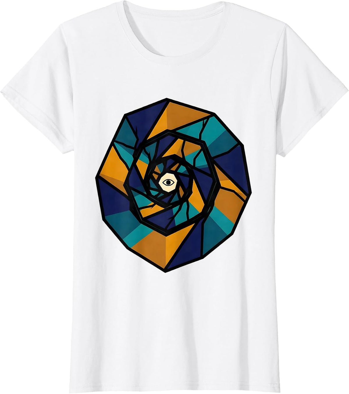 Spiral Ribbon Stained Glass Sacred Geometry Math Lover T-Shirt - White