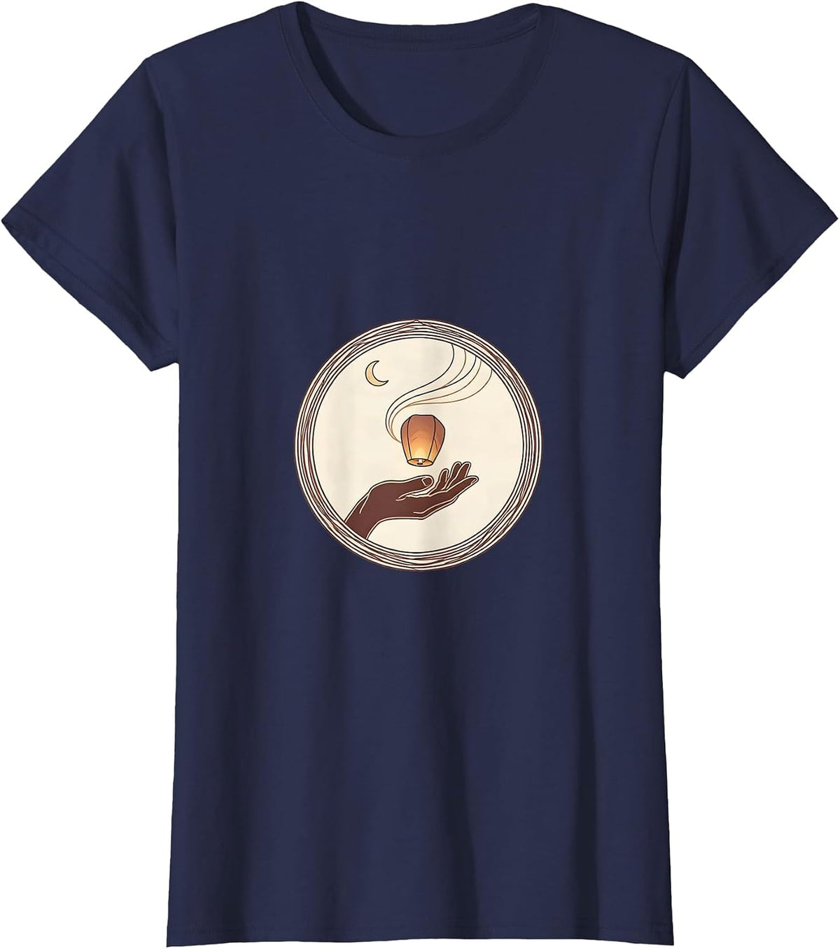 Women's Mental Health Matters Paper Lantern Night Sky T-Shirt - Navy Blue