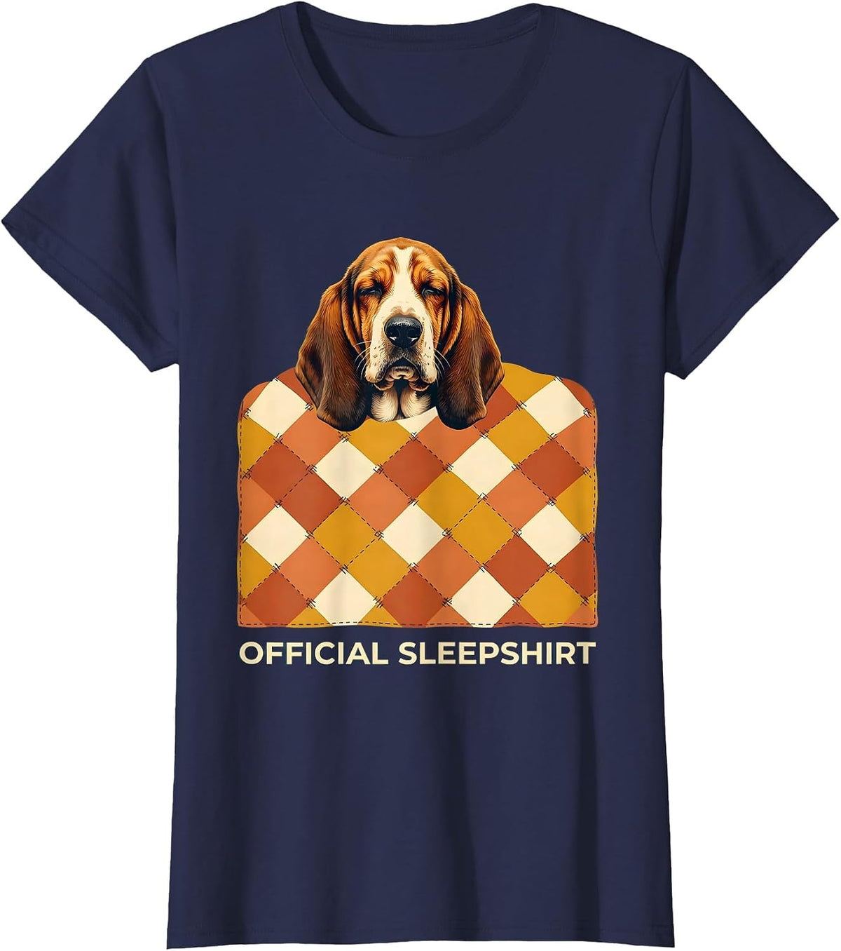 Women's Official Sleepshirt Basset Hound Funny Animal Lover Pajama T-Shirt - Navy Blue
