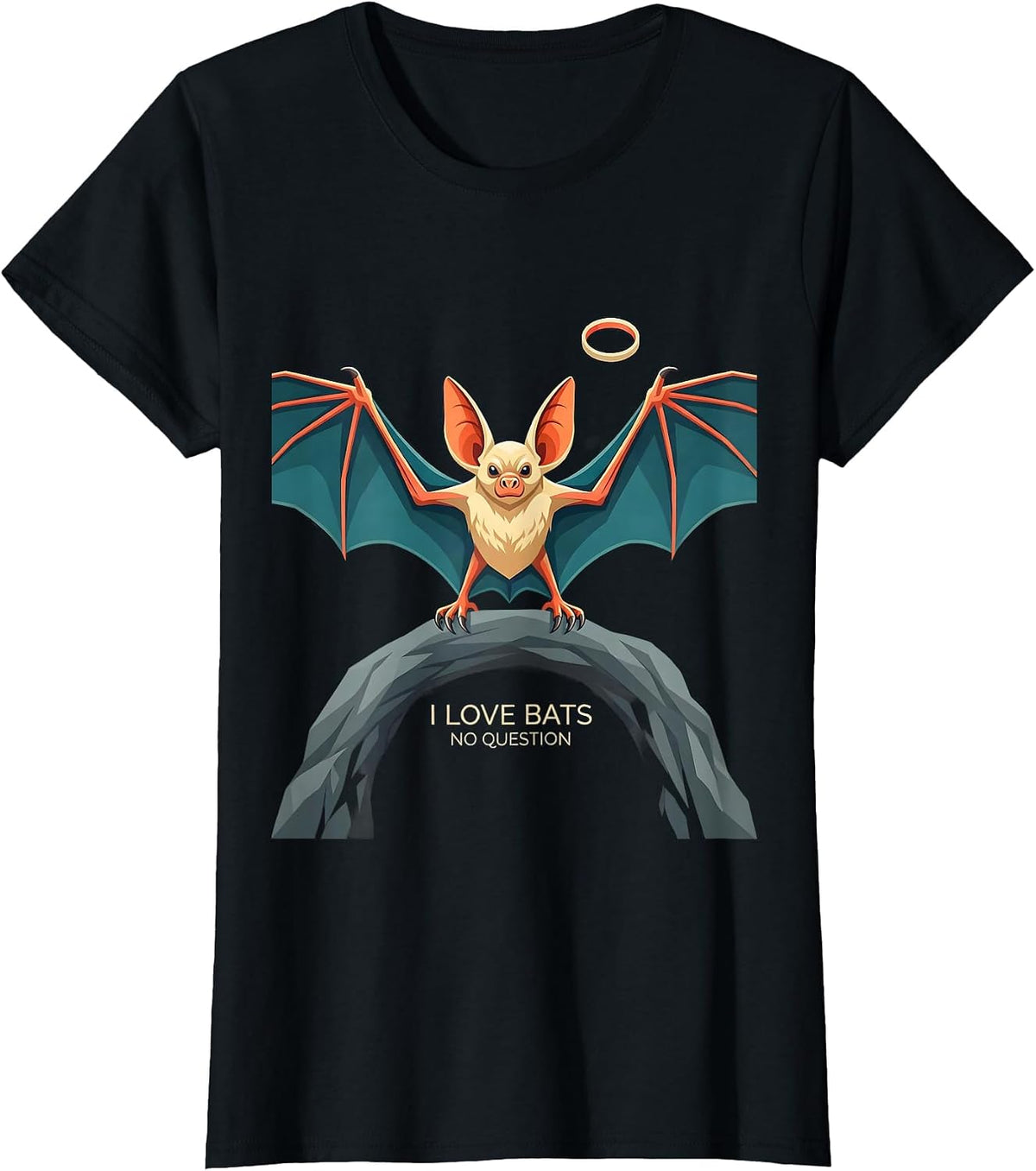 I Love Bats No Question Funny Bat Lover Wildlife T-Shirt - Black