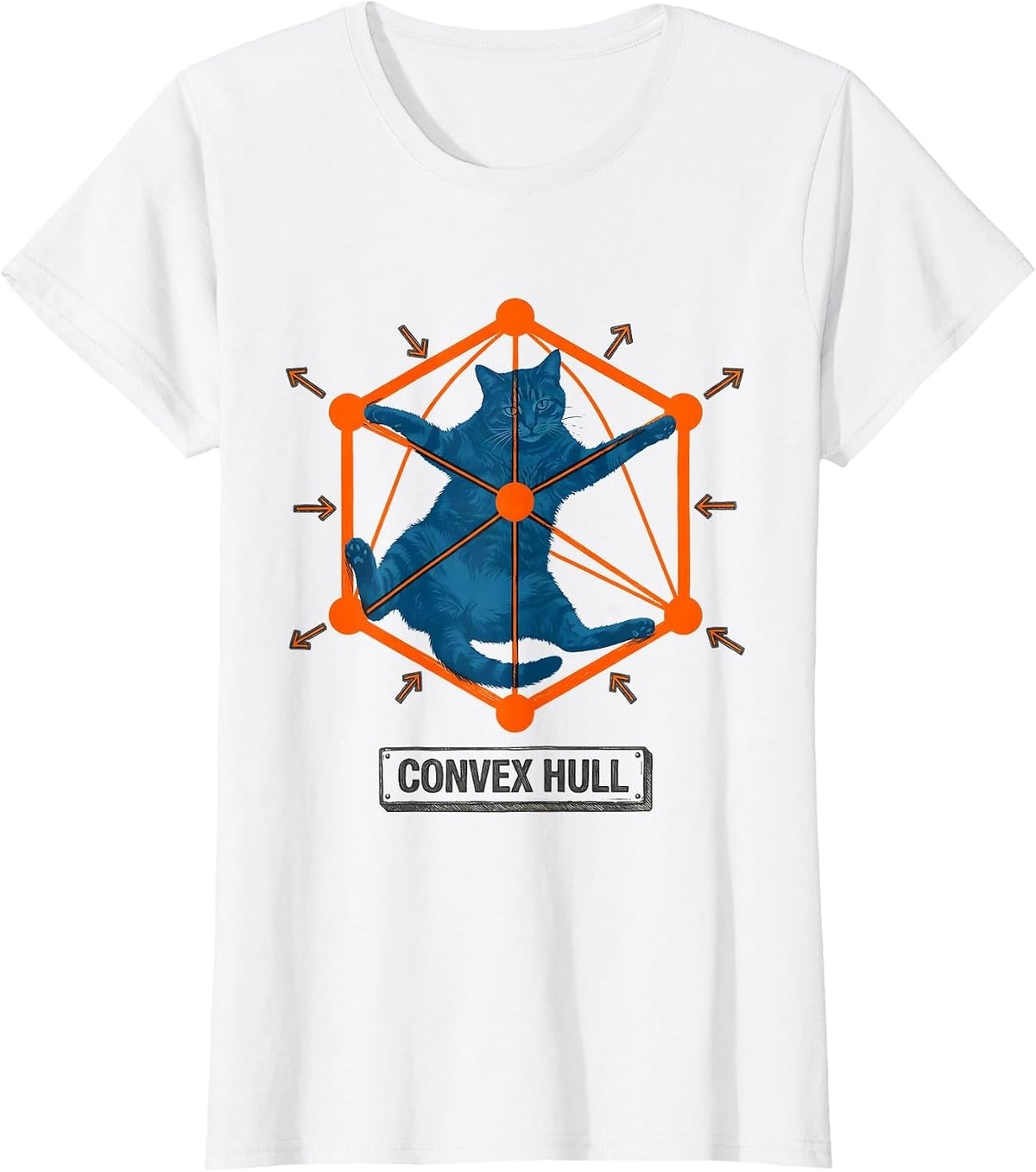 Women's Convex Hull Funny Cat Math Science Teacher Gift T-Shirt - White