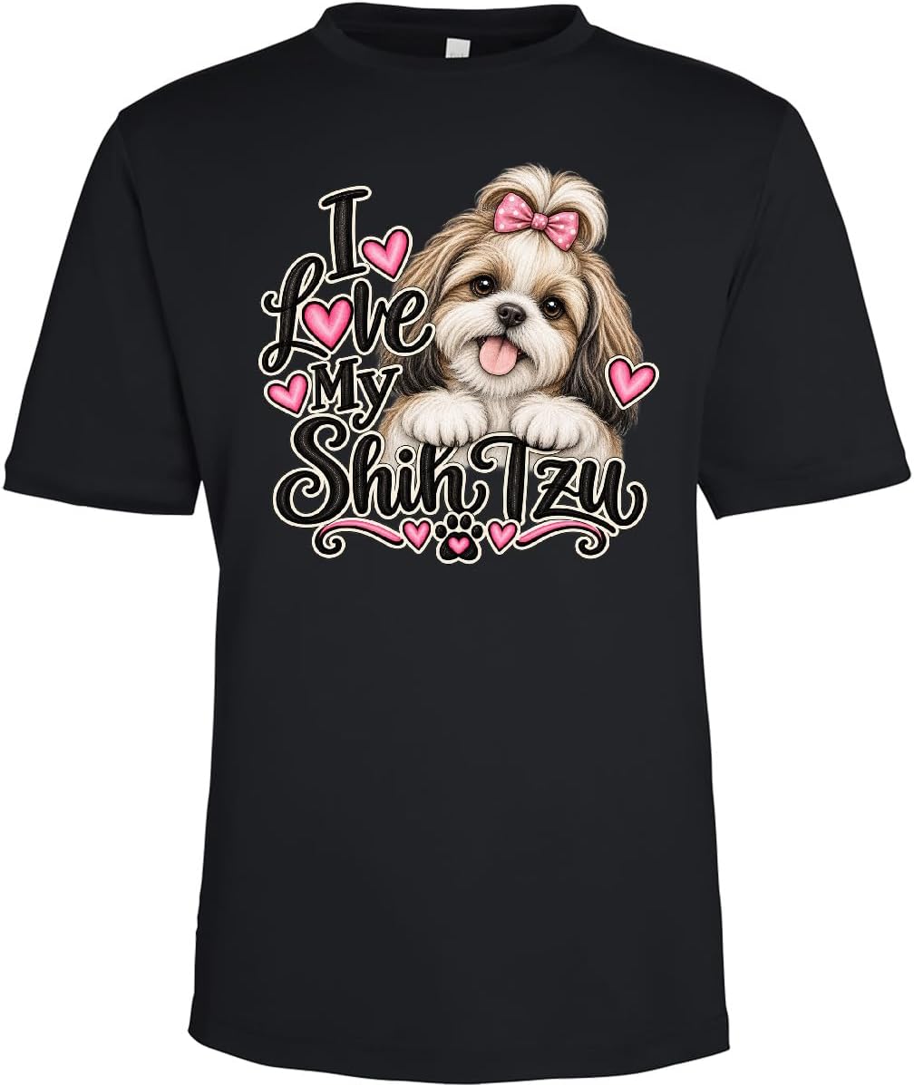 inktastic I Love My Shih Tzu Adult Performance T-Shirt - Black