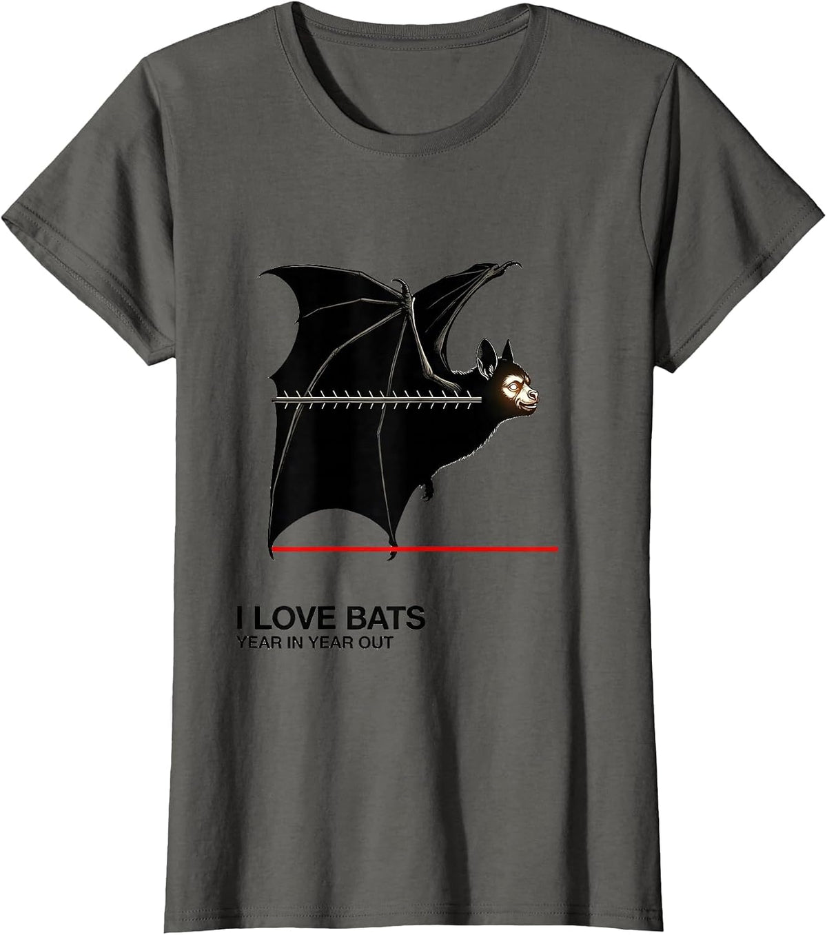 Women's I Love Bats Year In Year Out Vintage Bat Lover Halloween T-Shirt - Asphalt Grey