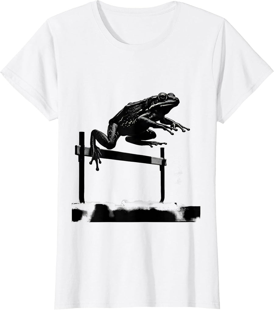 Women's Frog Hurdler Athlete Track and Field Graphic T-Shirt - White