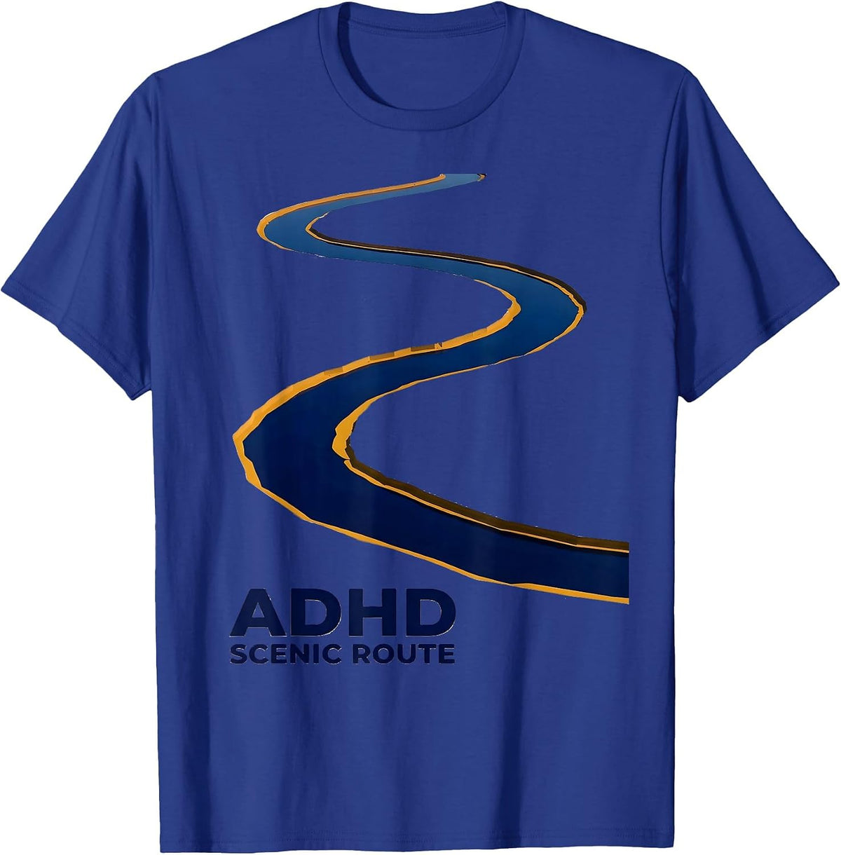 Men's ADHD Scenic Route Editorial Conceptual Neurodiversity T-Shirt - Royal Blue