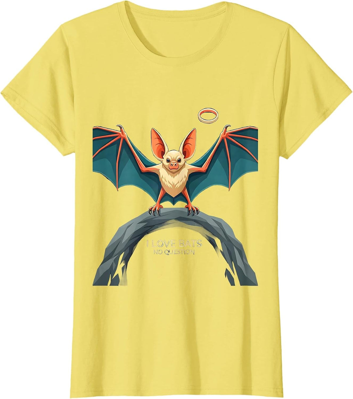 I Love Bats No Question Funny Bat Lover Wildlife T-Shirt - Lemon Yellow