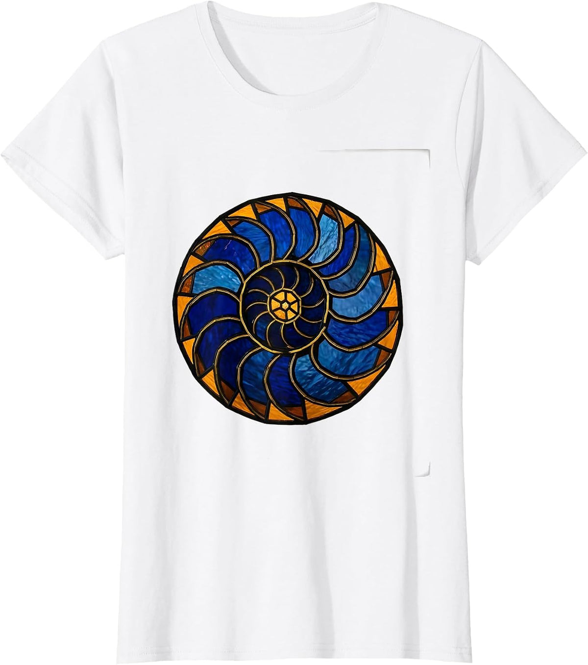 Nautilus Spiral Stained Glass Sacred Geometry Math Lover T-Shirt - White