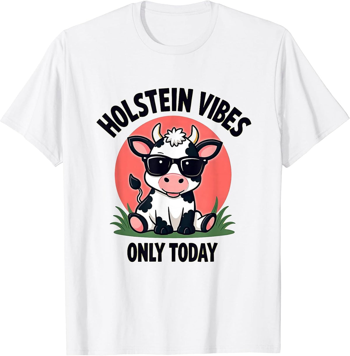 Holstein Vibes Only Today Cow Print Design T-Shirt - White