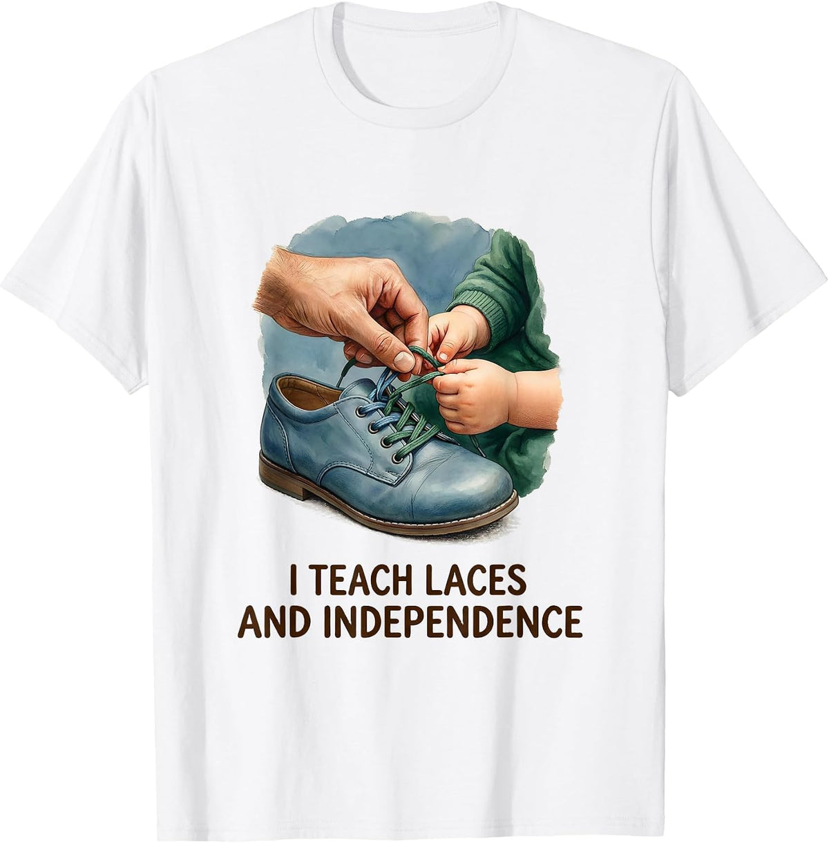 Men's I Teach Laces And Independence Retro Occupational Therapy OT T-Shirt - White