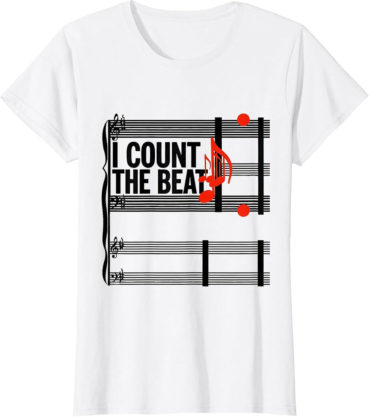Women's I Count The Beat Geometric Musician Humor Gift For Music T-Shirt - White