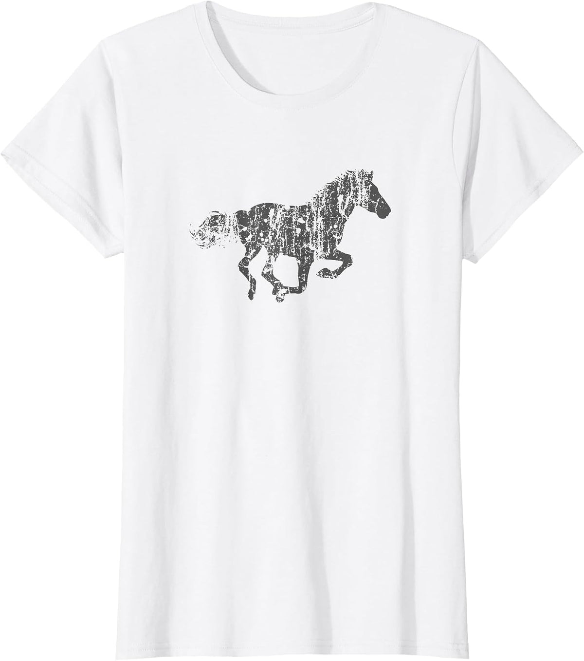 Horse Vintage Design Distressed Horse Print T-Shirt - White