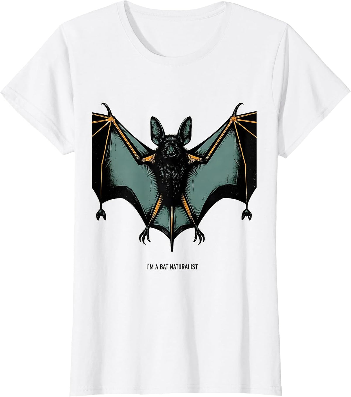 Women's I'm A Bat Naturalist Editorial Conceptual Bat Lover Wildlife T-Shirt - White