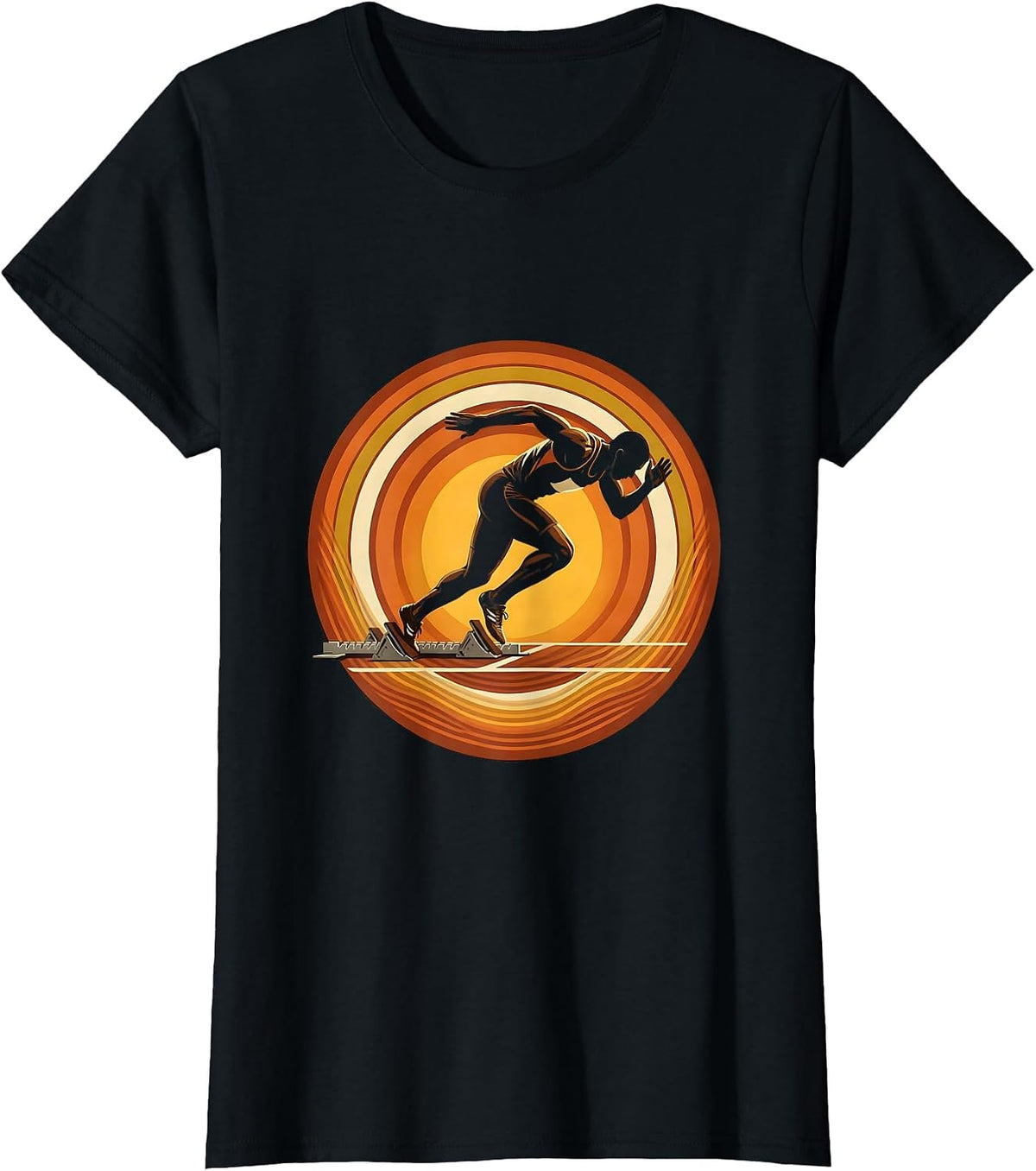 Sprinter Exploding Out of Starting Blocks T-Shirt - Black