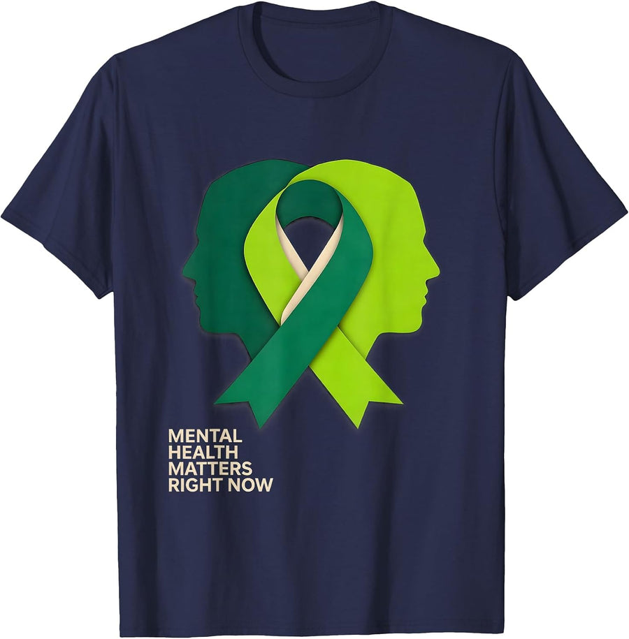 Mental Health Matters Right Now Awareness Support Squad T-Shirt - Navy Blue