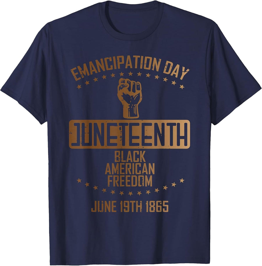 Emancipation Juneteenth Fist June 19th 1865 Men Women Kids T-Shirt - Navy Blue