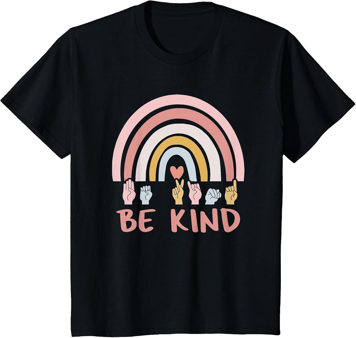 Be Kind ASL Sign Language Deaf SPED Teacher Kids Men Women T-Shirt - Black