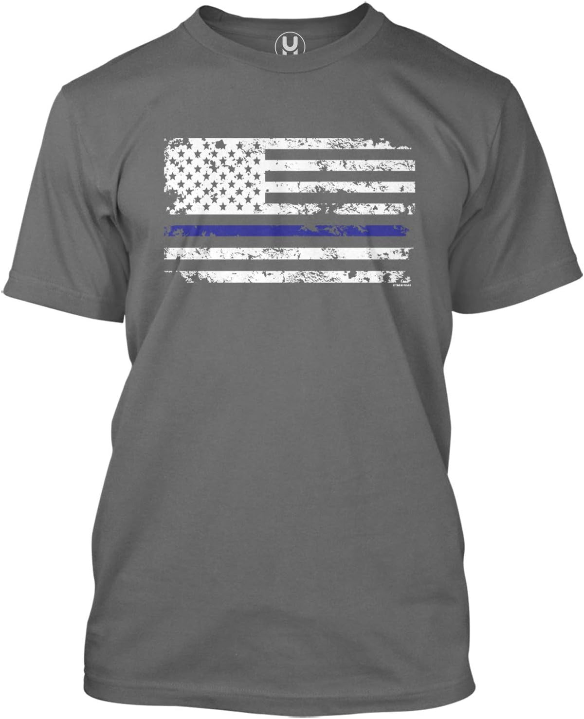 Haase Unlimited Blue Line American Flag - Support Police Cops Men's T-Shirt - Charcoal