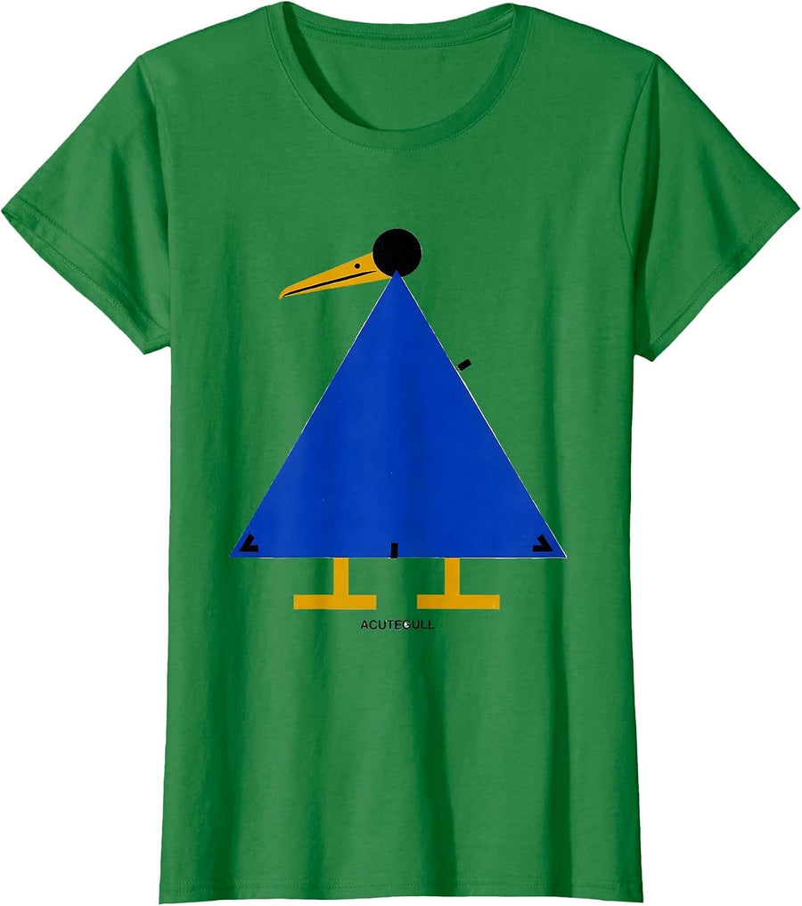Women's Acutegull Funny Triangle Bird Pun Math Teacher Humor T-Shirt - Kelly Green