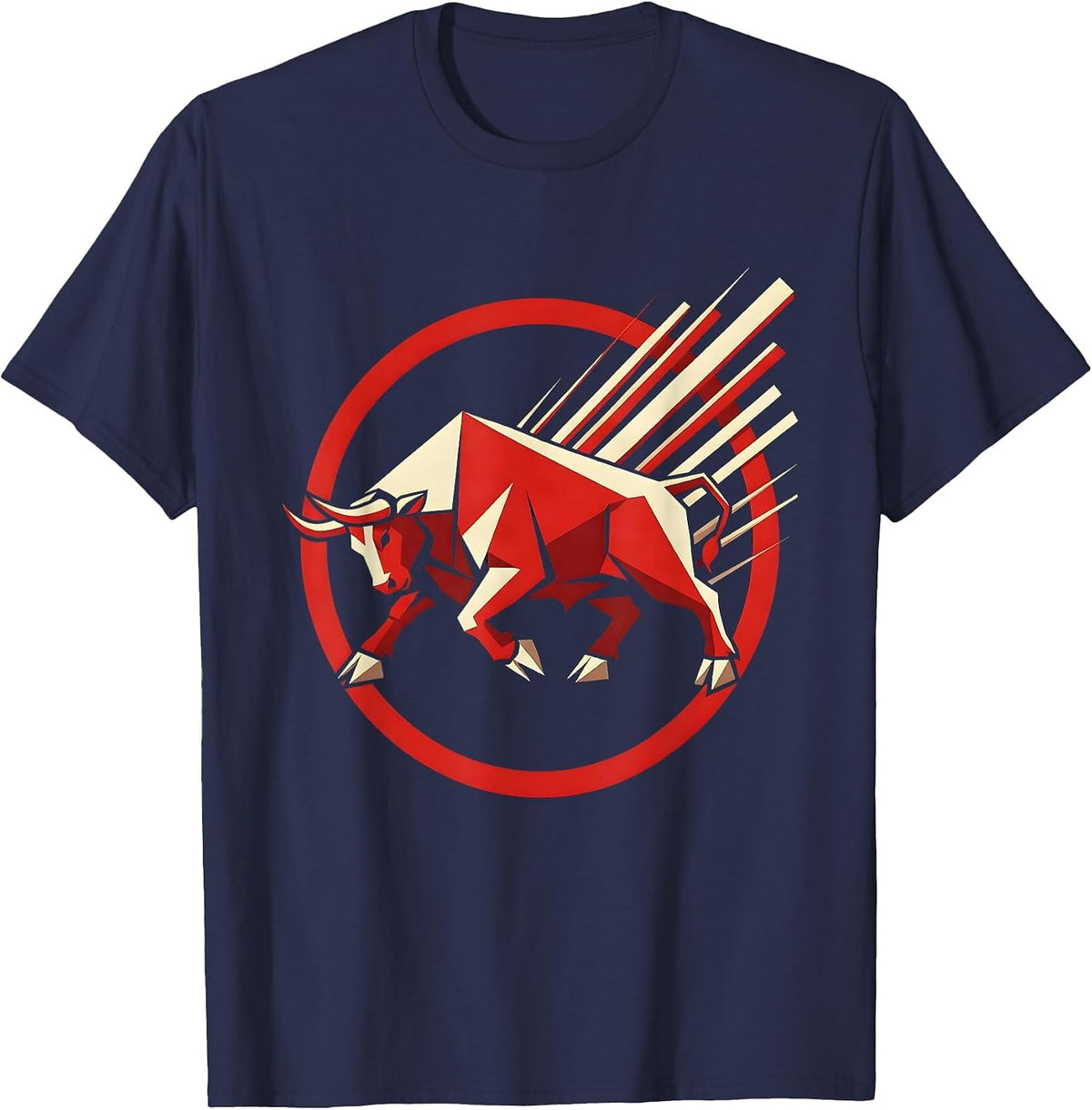 Charging Bull Track Spikes Sports Graphic T-Shirt - Navy Blue