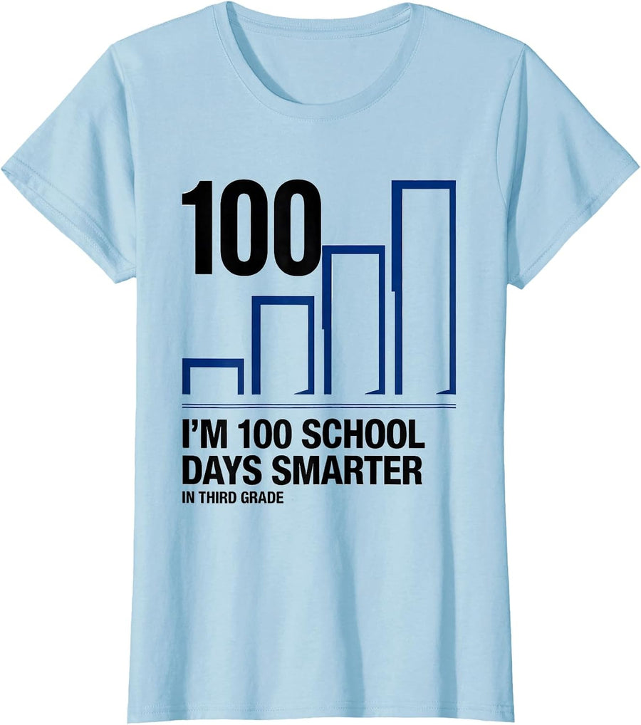 Women's I'm 100 School Days Smarter In Third Grade Teacher T-Shirt - Baby Blue