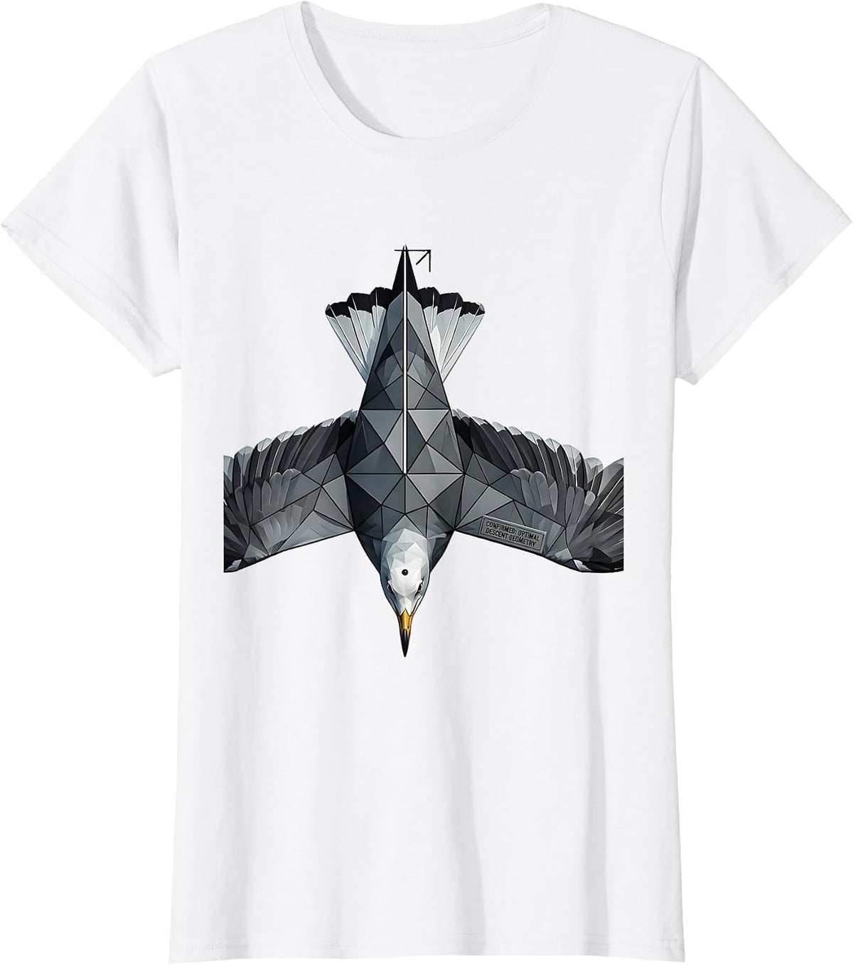 Women's Optimal Descent Geometry Geometric Bird Pun Math Teacher T-Shirt - White