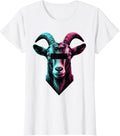 Women's Goat Pop Art Sunglasses Novelty Animal Humor T-Shirt - White