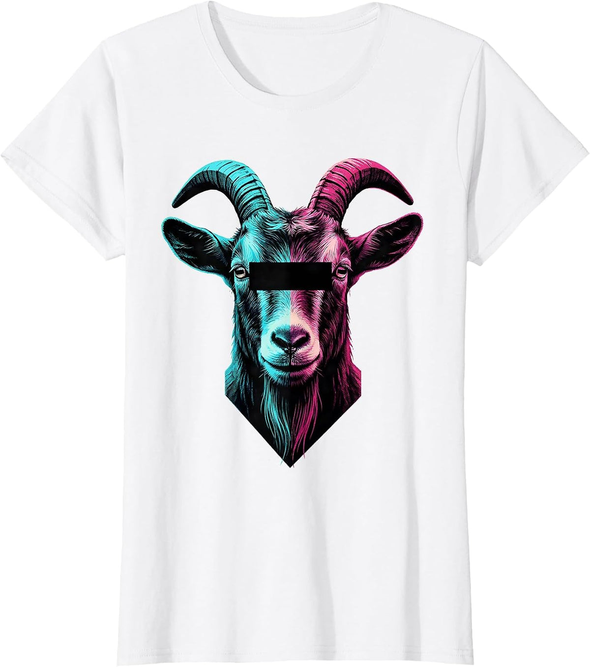Women's Goat Pop Art Sunglasses Novelty Animal Humor T-Shirt - White