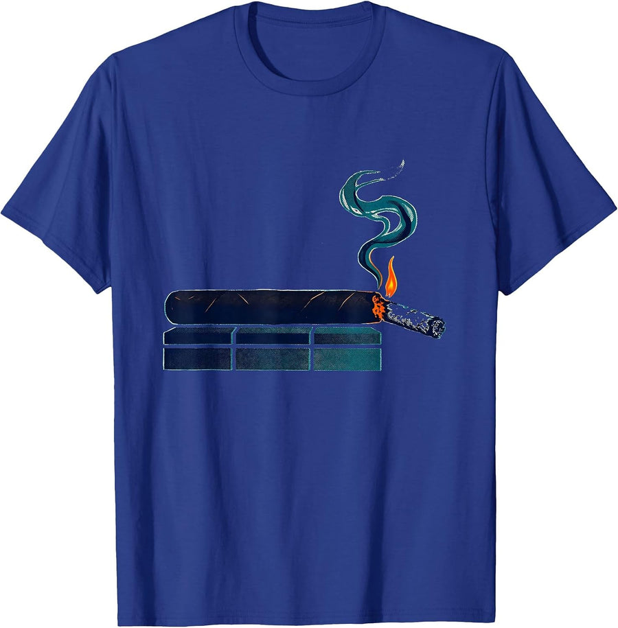 Cigar Ash Humor Risograph Cigar Lover Gift T-Shirt - Royal Blue
