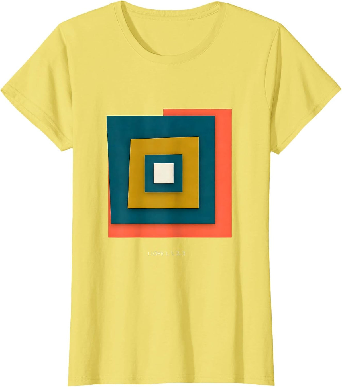 Women's I Love 1 1 2 3 Fibonacci Spiral Golden Ratio Geometry Math T-Shirt - Lemon Yellow