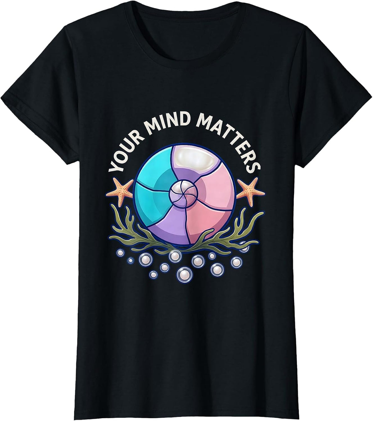 Women's Your Mind Matters Mental Health Awareness Design T-Shirt - Black