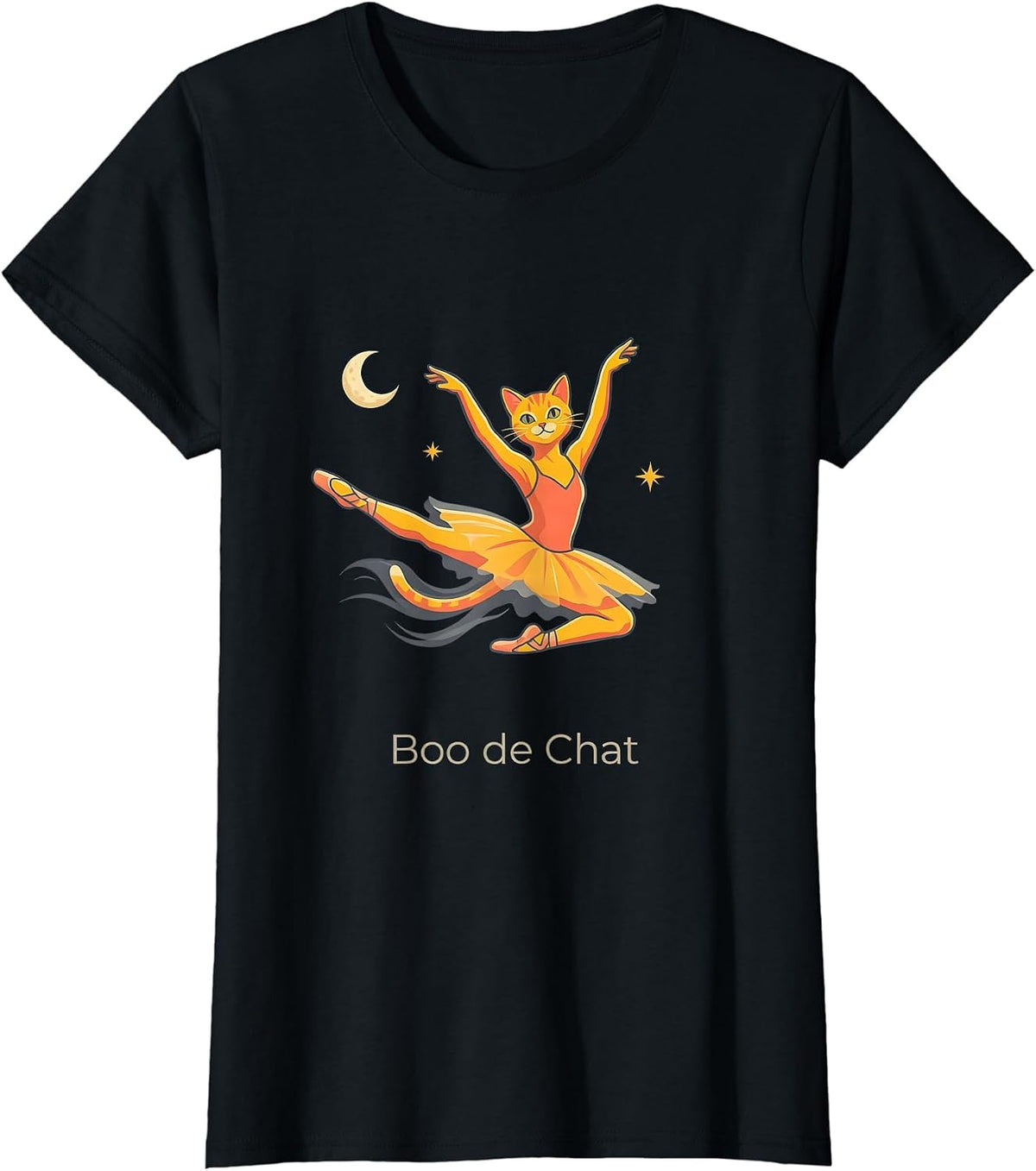 Boo de Chat Ghost Ballerina Halloween Dance Humor T-Shirt - Black
