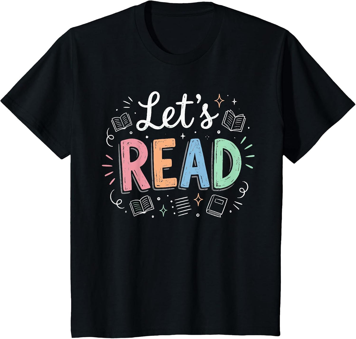 English Teacher Shirts, Cool Reading Teacher Lets Read Book T-Shirt - Black