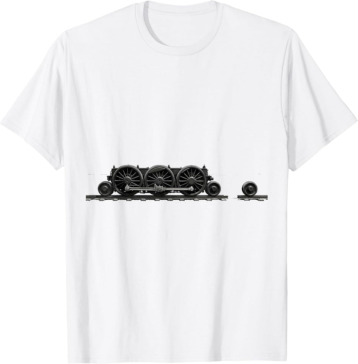 Men's Locomotive Wheel Arrangement Minimalist Train Enthusiast T-Shirt - White