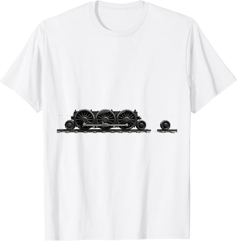Men's Locomotive Wheel Arrangement Minimalist Train Enthusiast T-Shirt - White