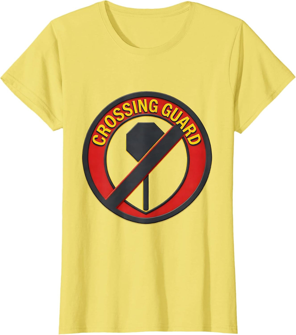 CROSSING GUARD Stencil Graphic Security Guard Costume Humor T-Shirt - Lemon Yellow