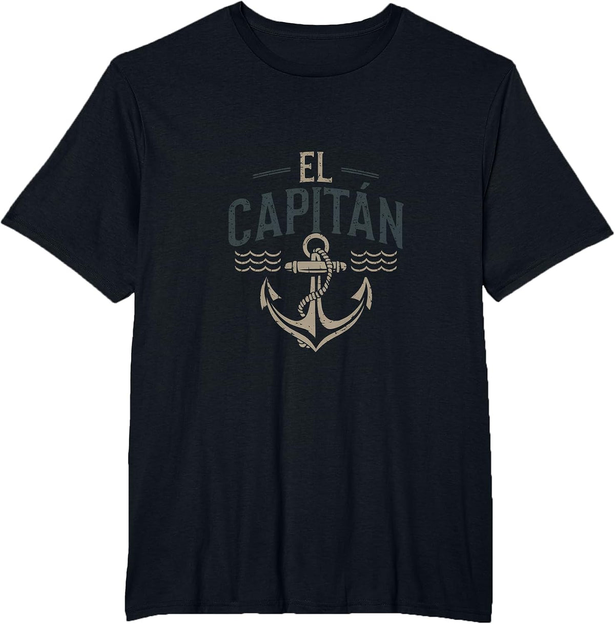 El Capitán - El Capitan Captain Anchor Boat Sail T-Shirt - Black