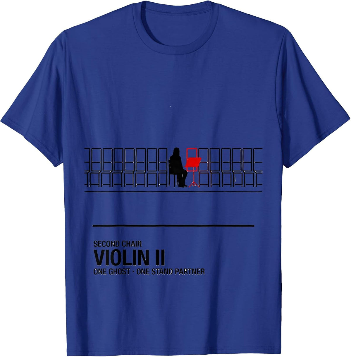 Second Chair, Violin II: One Ghost, One Stand Partner T-Shirt - Royal Blue