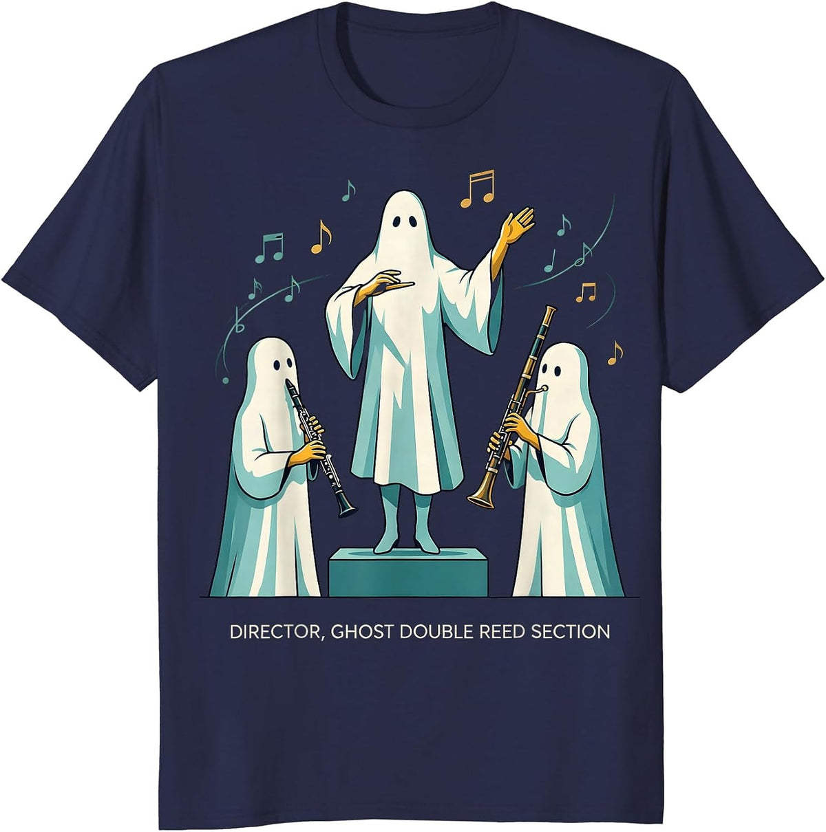 Director, Ghost Double Reed Section Funny Music Teacher T-Shirt - Navy Blue