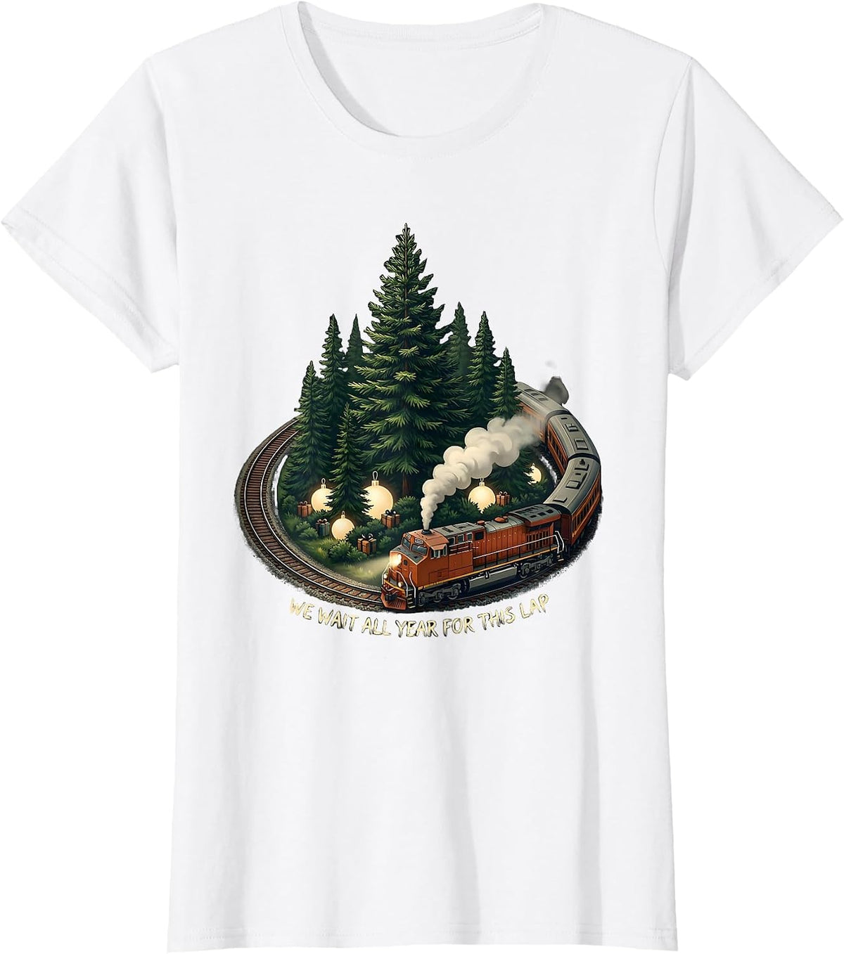 We Wait All Year For This Lap Vintage Train Hobbyist T-Shirt - White